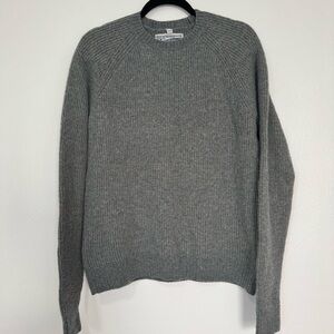 Schott Bros Sweater Men Small‎ Gray Green Wool Blend Ribbed Crew Neck Casual